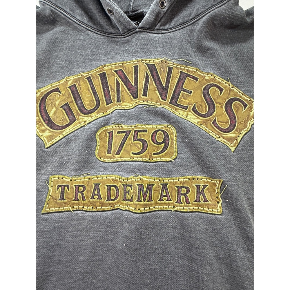 Guinness Official Merchandise Mens XL Gray Faded Pullover Hoodie 1759 Trademark - Picture 4 of 10